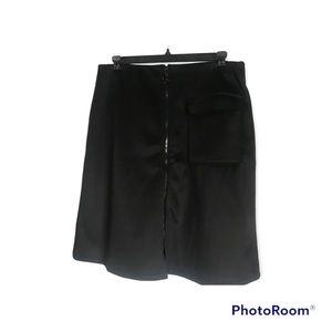 ELOQUII BLACK KNIT ZIP UP FRONT MINI SKIRT